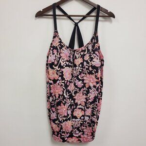 Lands End Womens Tankini Swim Top Size 18DD Black Beach Vacation Travel Summer